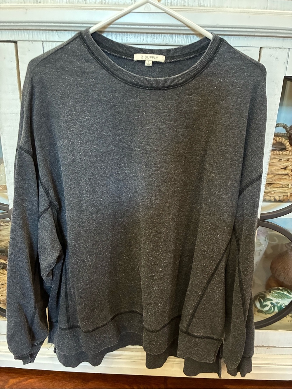 Z Supply Heather Charcoal Crew Sweatshirt